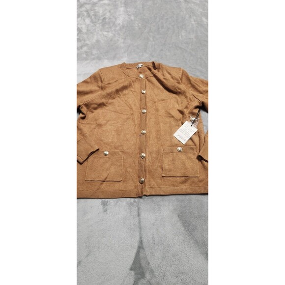 Jacklyn Smith Women's Size XL Brown Button-Front Long-Sleeve Sweater Jacket NWT - Picture 1 of 10